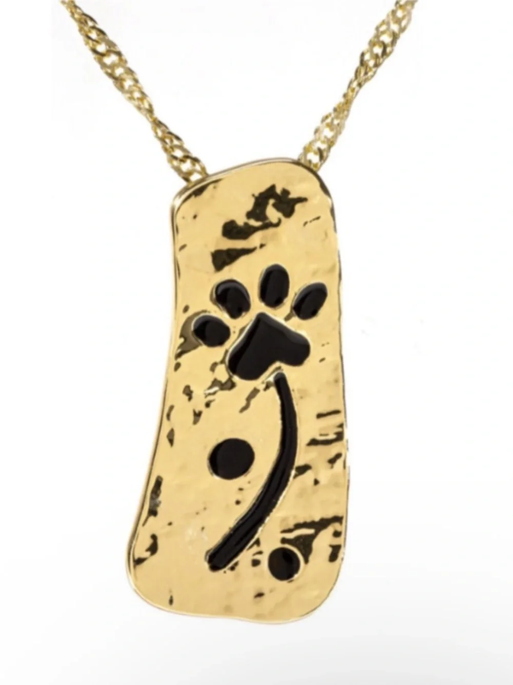 Greater Goods Blooming Paw Necklace, Gold-Tone & Black Enamel Pendant 18+” Chain